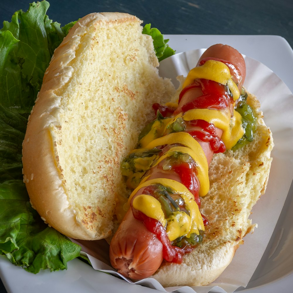 Stock photo of a loaded hot dog